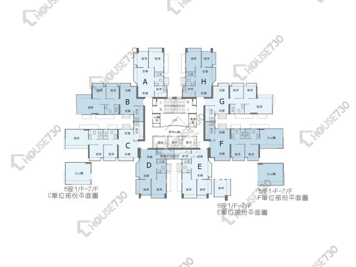 疊茵庭 平面圖 疊茵庭 5座 1-7樓 樓層平面圖 - House730