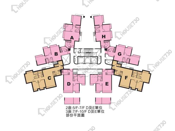 東堤灣畔 平面圖 東堤灣畔 1期 2座 5-7樓 樓層平面圖 - House730