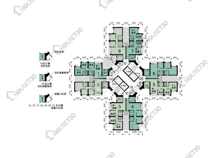 愉翠苑 平面圖 愉翠苑 愉滿閣 (C座) 1-40樓 樓層平面圖 - House730