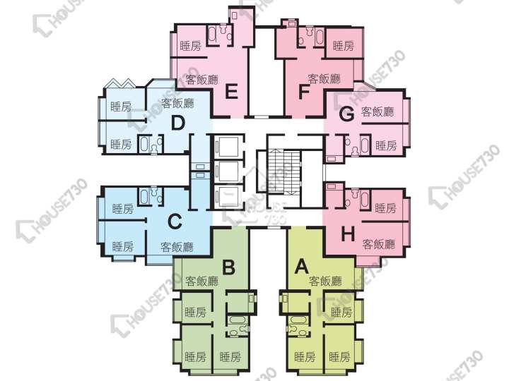好運中心 平面圖 好運中心 椰林閣 (B2座) 1-22樓 樓層平面圖 - House730