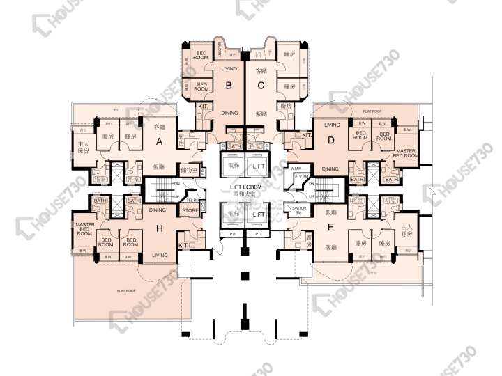 栢慧豪園 平面圖 栢慧豪園 2期 栢慧豪廷 7座 5樓 樓層平面圖 - House730