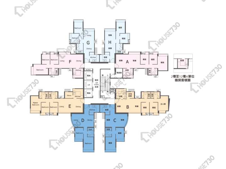 愛琴海岸 平面圖 愛琴海岸 8座 2-3,5-13,15-23,25-31,32樓 樓層平面圖 - House730
