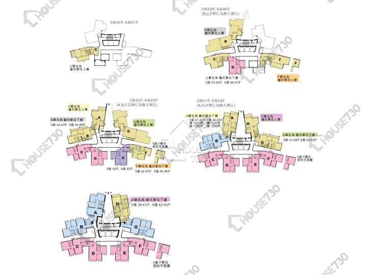 東堤灣畔 平面圖 東堤灣畔 2期 5座 39,41-42,43樓 樓層平面圖 - House730