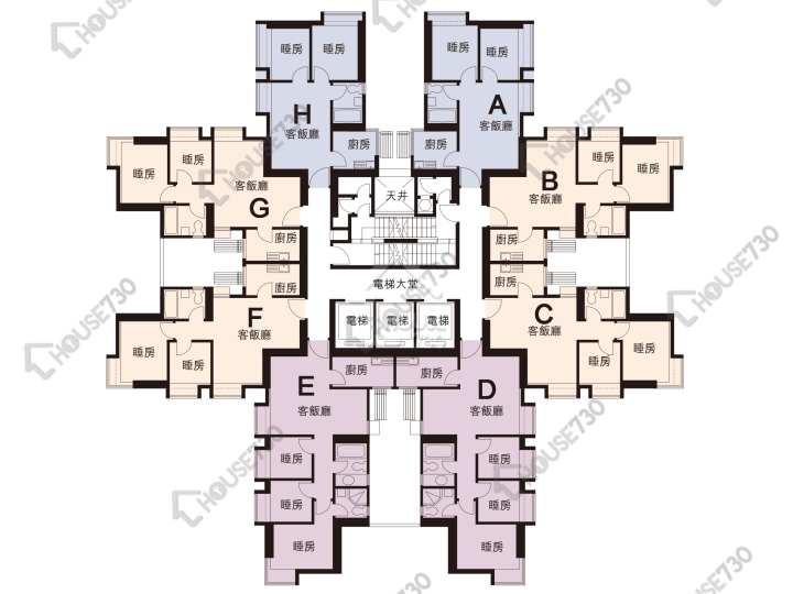 大興花園 平面圖 大興花園 2期 8座 1-34樓 樓層平面圖 - House730