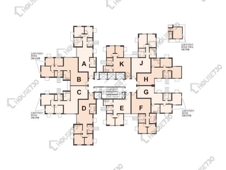 富安花園 平面圖 富安花園 11座 2-27樓 樓層平面圖 - House730