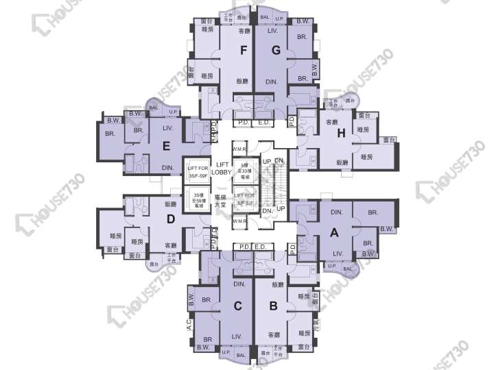Central Park Towers Floor Plans Central Park Towers Phase 1 Tower 5 7-12,15-23,25-30,32-33,35-43,45-51,52/F Floor Plan - House730