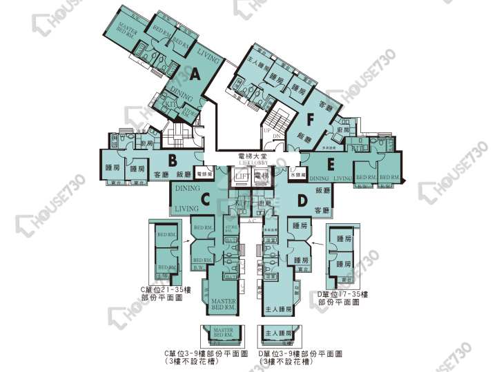 翠擁華庭 平面圖 翠擁華庭 7座 3,5-12,15-23,25-33,35樓 樓層平面圖 - House730