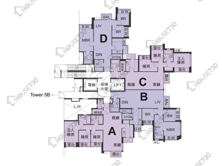 天宇海 平面圖 天宇海 5A座 5-12,15-23,25-28,29樓 樓層平面圖 - House730