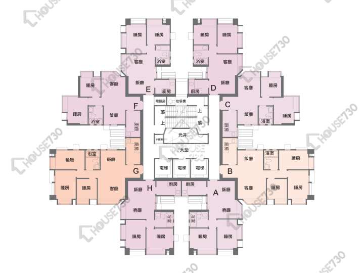 花都廣場 平面圖 花都廣場 8座 3-36樓 樓層平面圖 - House730