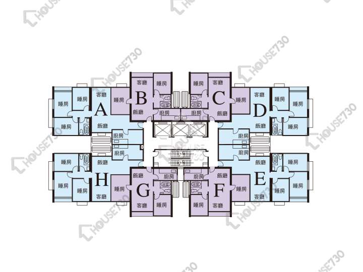 薄扶林花園 平面圖 薄扶林花園 2座 1-28樓 樓層平面圖 - House730