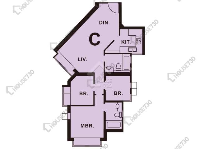 Hang Hau OSCAR BY THE SEA Lower Floor Unit Floor Plan 1期-2座-高層/中層/低層-C室 House730-7243674
