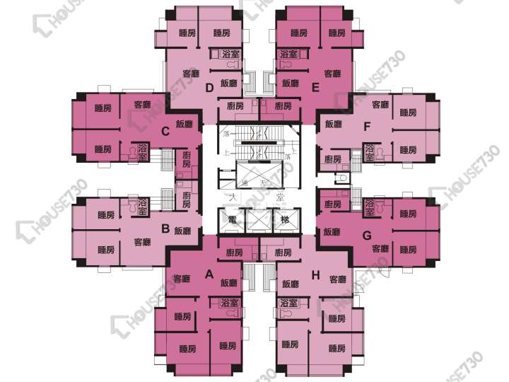 大埔中心 平面圖 大埔中心 6期 12座 4-26樓 樓層平面圖 - House730