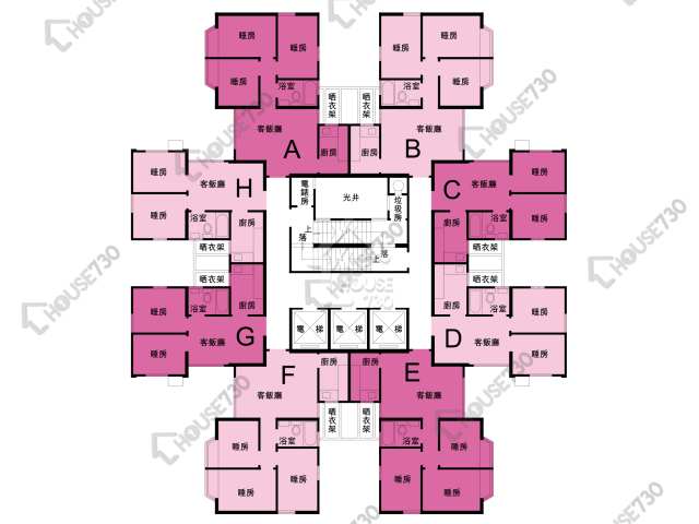 沙田第一城 平面圖 沙田第一城 3期 29座 1-30樓 樓層平面圖 - House730