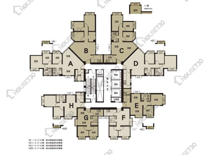 南豐廣場 平面圖 南豐廣場 5座 1-3,5-13,15-23,25-33,35-41,42樓 樓層平面圖 - House730