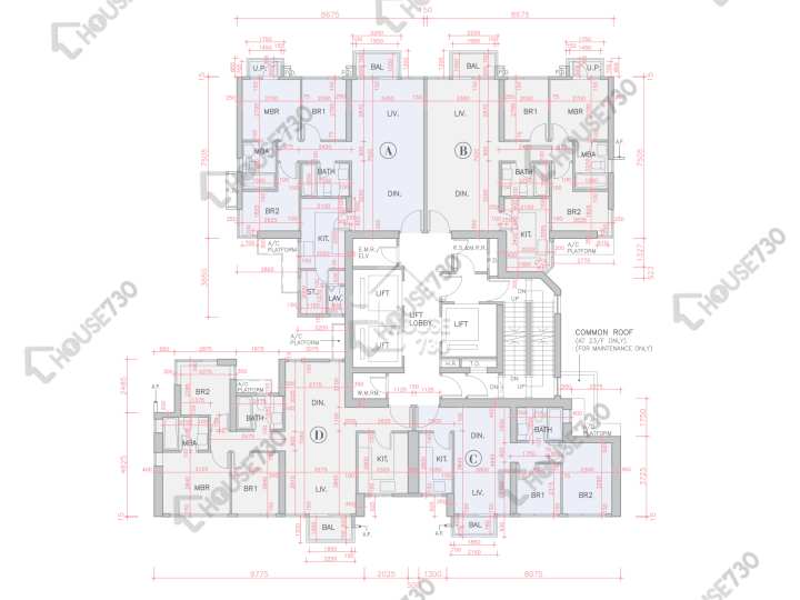 全．城匯 平面圖 全．城匯 8座 23,25-33,35-43,45-49,50樓 樓層平面圖 - House730