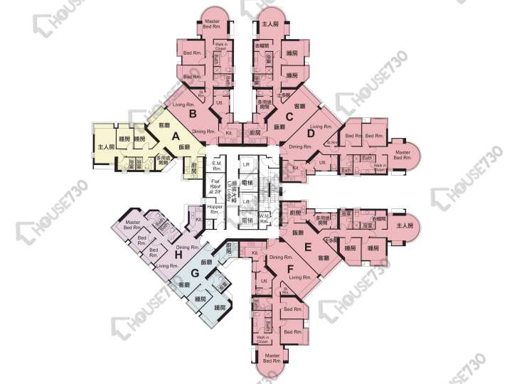 柏景灣 平面圖 柏景灣 帝柏海灣 1座 2-3,5-12,15-22,25-33,35-40,41樓 樓層平面圖 - House730