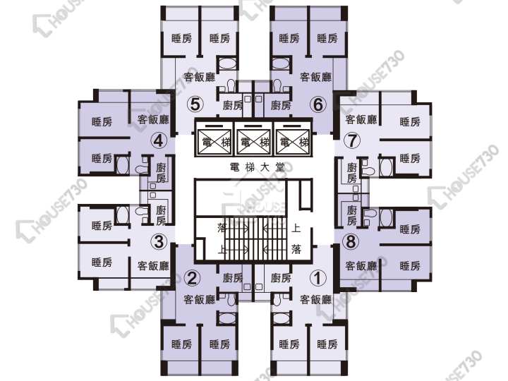 河畔花園 平面圖 河畔花園 F座 4-36樓 樓層平面圖 - House730