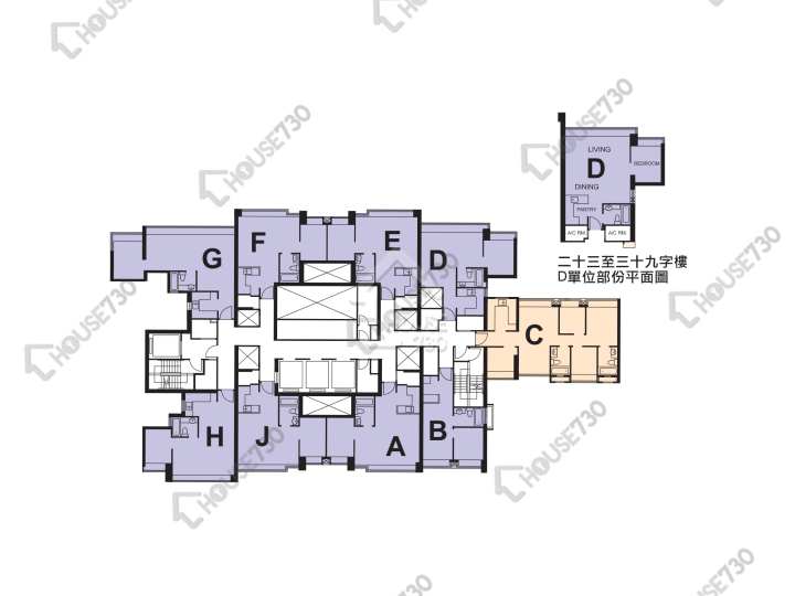 爵悅庭 平面圖 爵悅庭 北爵軒 (B2) 6-12,15-21,23,25-33,35-38,39樓 樓層平面圖 - House730
