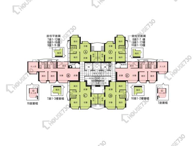 浪翠园 平面图 浪翠园 3期 10座 1-3,5-13,15-21,22楼 楼层平面图 - House730