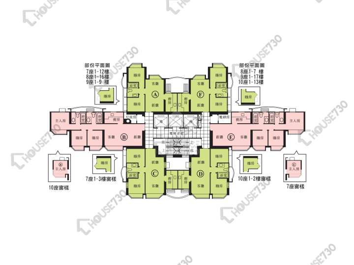 浪翠园 平面图 浪翠园 3期 10座 1-3,5-13,15-21,22楼 楼层平面图 - House730