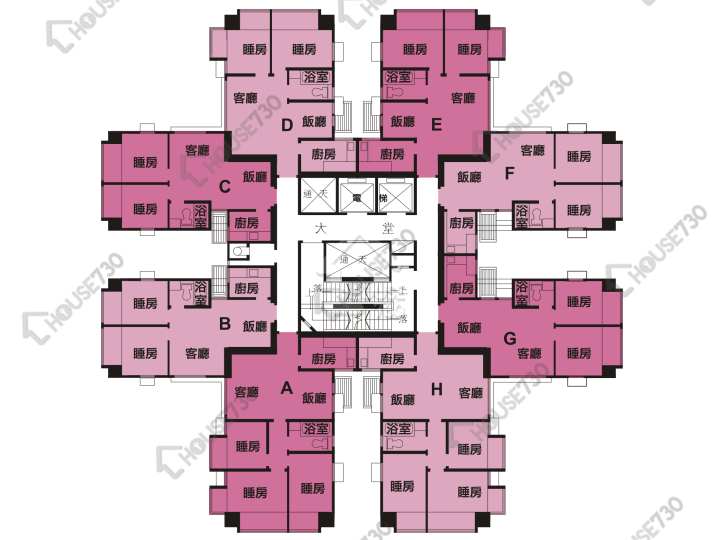 大埔中心 平面圖 大埔中心 5期 17座 3-22樓 樓層平面圖 - House730