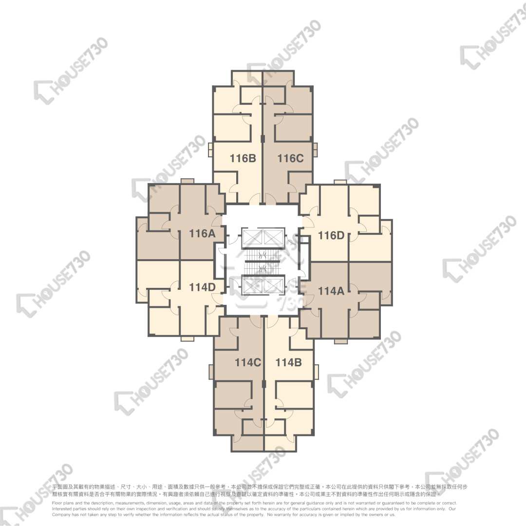 Mei Foo MEI FOO SUN CHUEN Middle Floor Floor Plan 8期-百老匯街114-116號-高層/中層/低層 House730-6863967