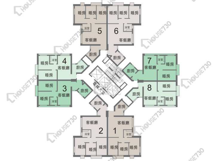 兆康苑 平面圖 兆康苑 兆新閣 (B座) 1-25樓 樓層平面圖 - House730