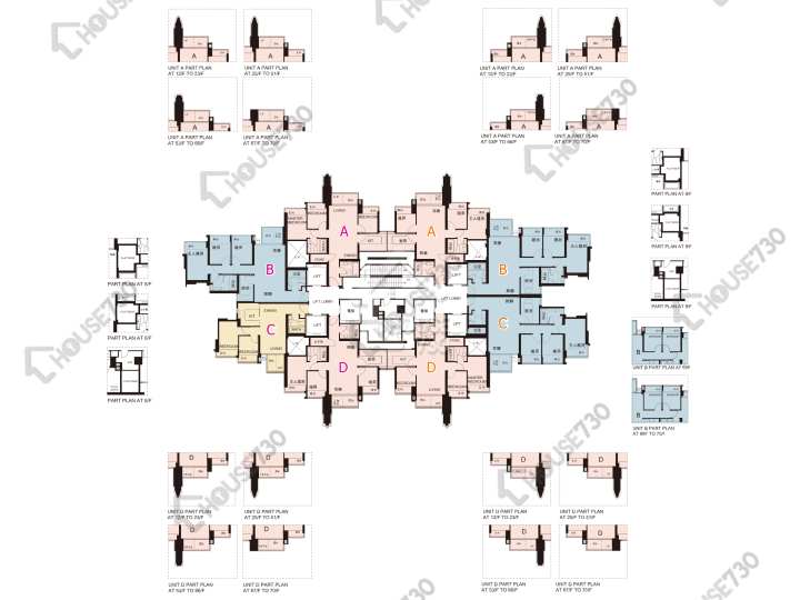 日出康城 平面圖 日出康城 1期 首都 馬德里 (2座-右翼) 8-12,15-23,25-28,30-33,35-43,45-51,53,55-63,65-69,70樓 樓層平面圖 - House730
