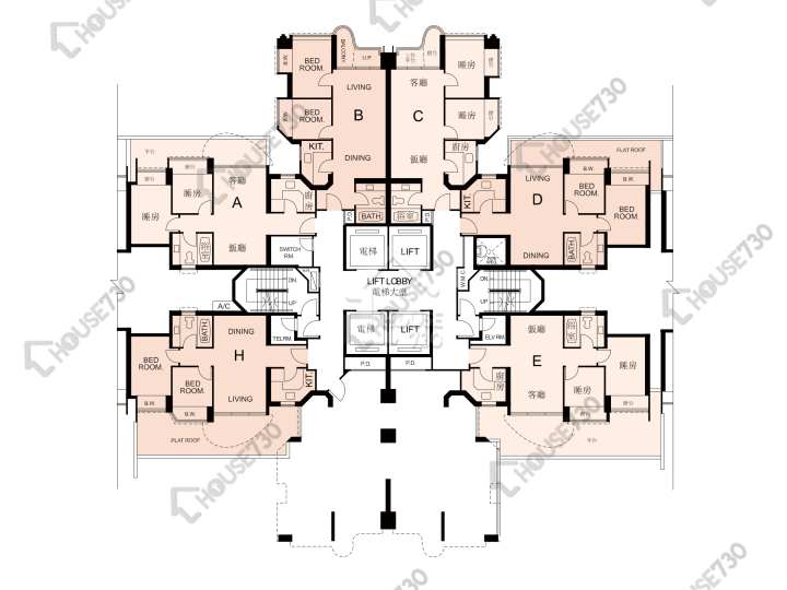 栢慧豪園 平面圖 栢慧豪園 2期 栢慧豪廷 8座 5樓 樓層平面圖 - House730