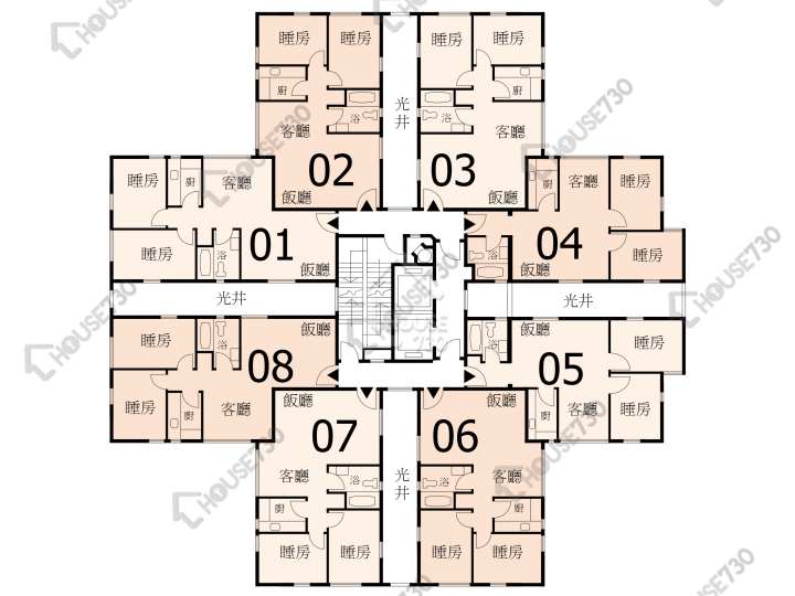 德福花園 平面圖 德福花園 A座 2-11樓 樓層平面圖 - House730
