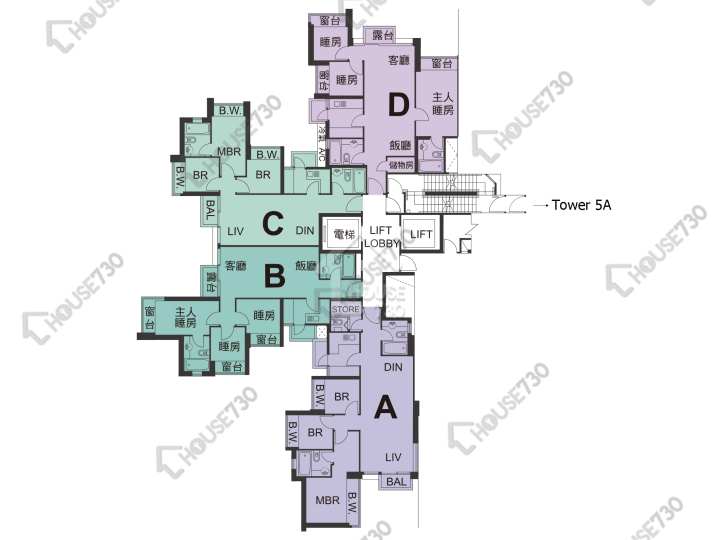 天宇海 平面圖 天宇海 5B座 6-12,15-23,25-28,29樓 樓層平面圖 - House730