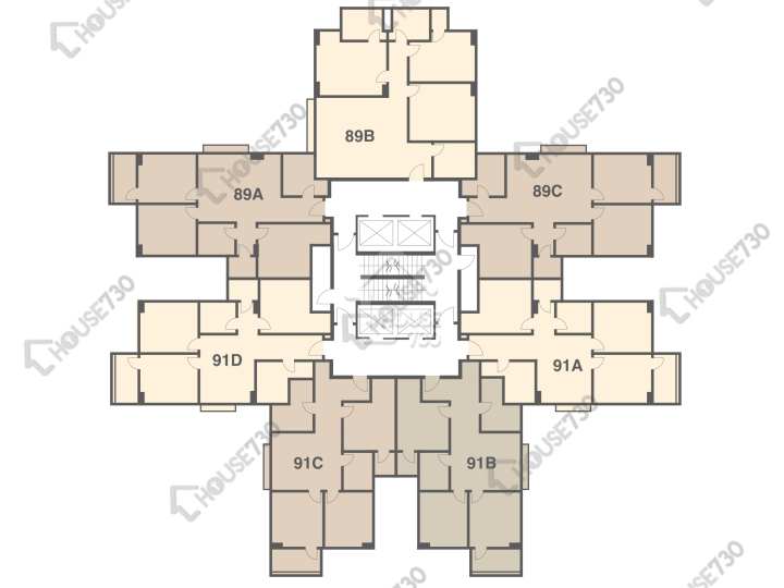 美孚新邨 平面圖 美孚新邨 4期 百老匯街89-91號 3-19樓 樓層平面圖 - House730