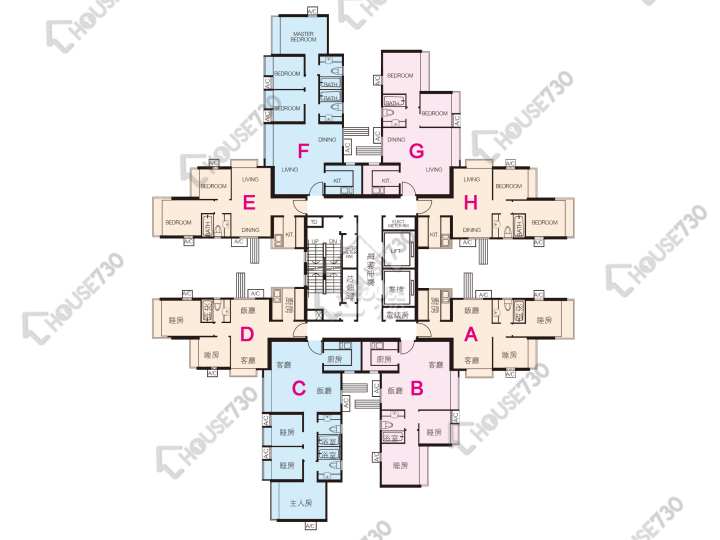 采叶庭 平面图 采叶庭 7座 1-3,5-13,15-16,17楼 楼层平面图 - House730