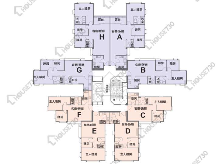 鯉景灣 平面圖 鯉景灣 C段 怡海閣 (11座) 3-16樓 樓層平面圖 - House730