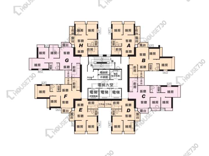 港灣豪庭 平面圖 港灣豪庭 2期 7座 26-48樓 樓層平面圖 - House730