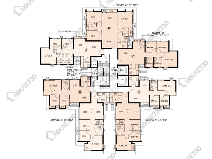 又一居 平面圖 又一居 27座 2-10樓 樓層平面圖 - House730