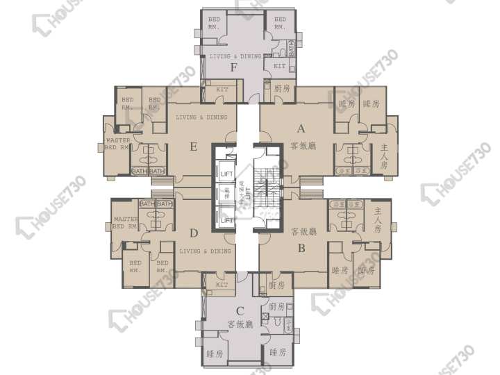 城市花園 平面圖 城市花園 2期 8座 3-27樓 樓層平面圖 - House730
