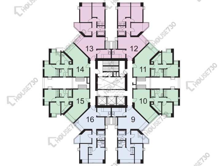 康怡花園 平面圖 康怡花園 E座 (9-16室) 2-29樓 樓層平面圖 - House730