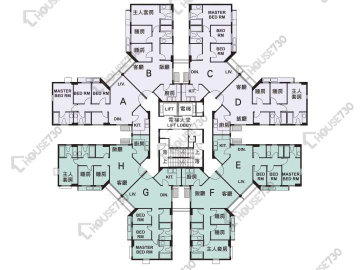 黃埔花園 平面圖 黃埔花園 3期 翠楊苑 2座 2-15樓 樓層平面圖 - House730
