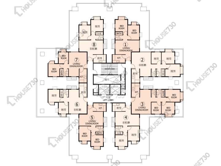 杏花邨 平面圖 杏花邨 9座 5-13,15-17,18樓 樓層平面圖 - House730
