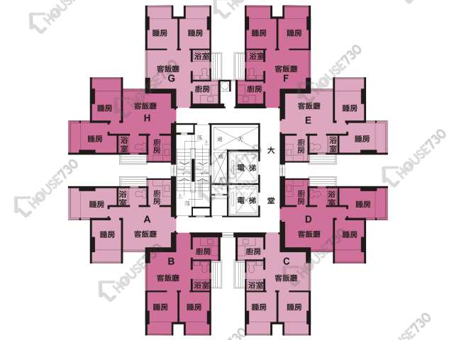 大埔中心 平面圖 大埔中心 3期 20座 4-24樓 樓層平面圖 - House730