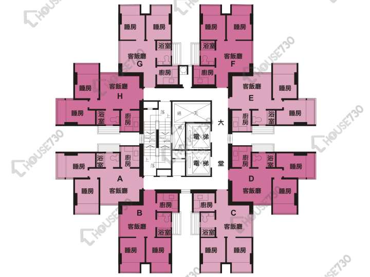 大埔中心 平面圖 大埔中心 3期 20座 4-24樓 樓層平面圖 - House730