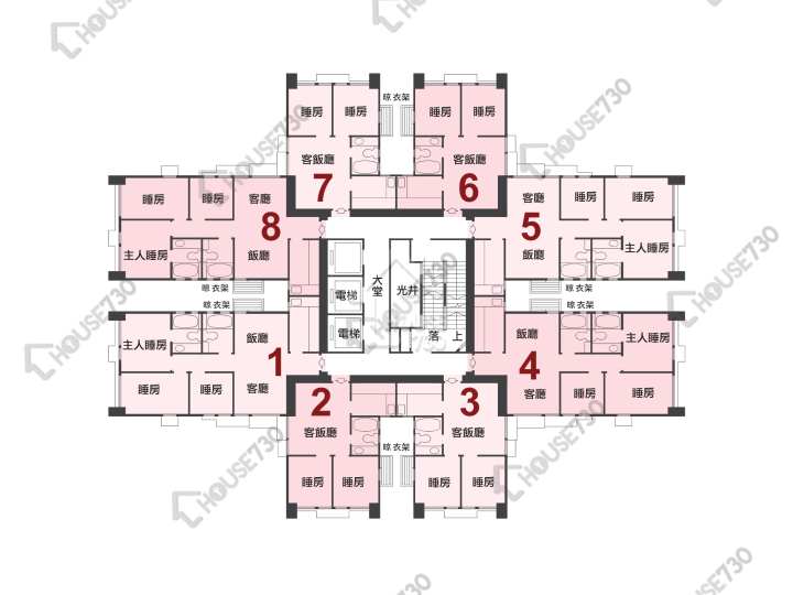 新港城 平面圖 新港城 1期 B座 3-32樓 樓層平面圖 - House730