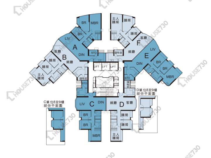 聽濤雅苑 平面圖 聽濤雅苑 1期 1座 8-12,15-23,25-28,29樓 樓層平面圖 - House730