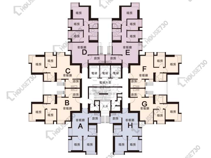大興花園 平面圖 大興花園 2期 9座 1-34樓 樓層平面圖 - House730