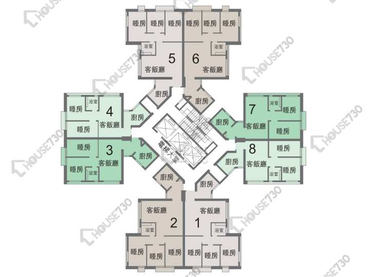 兆康苑 平面圖 兆康苑 兆健閣 (F座) 1-33樓 樓層平面圖 - House730