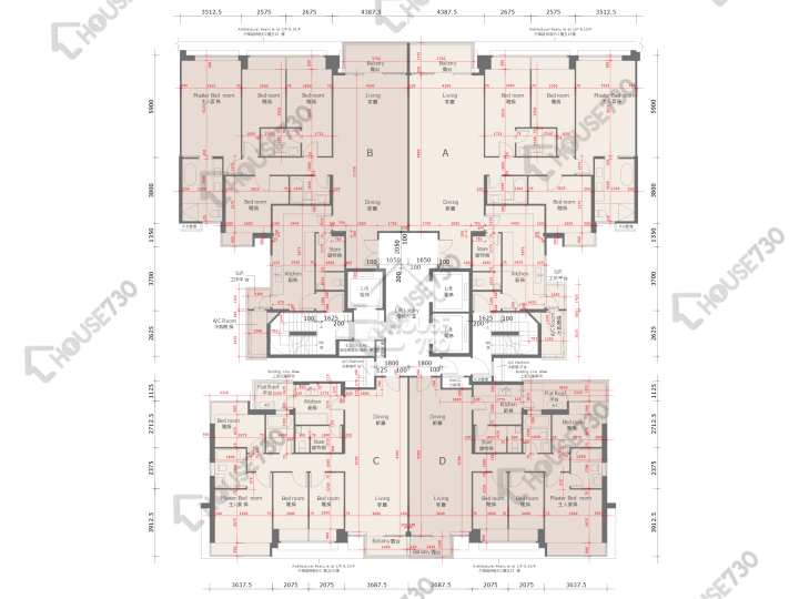 天賦海灣 平面圖 天賦海灣 1期 6座 2樓 樓層平面圖 - House730