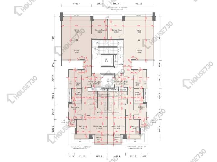天賦海灣 平面圖 天賦海灣 1期 12座 3,5-8,9樓 樓層平面圖 - House730