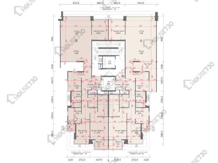 天賦海灣 平面圖 天賦海灣 1期 15座 2樓 樓層平面圖 - House730