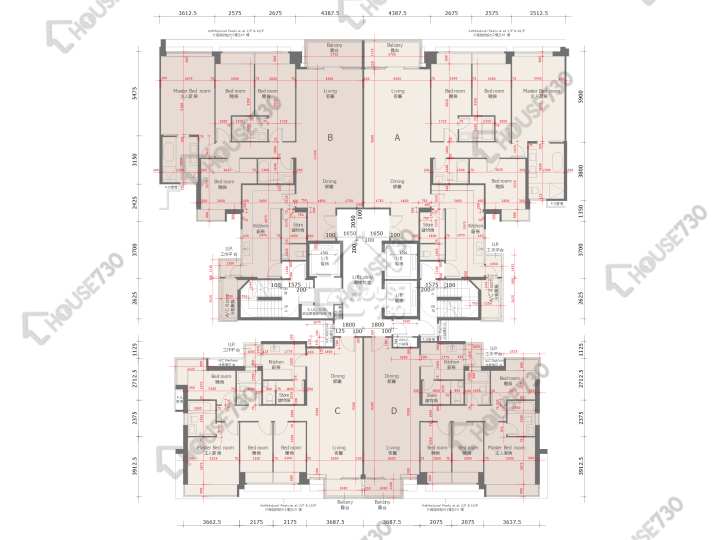 天賦海灣 平面圖 天賦海灣 1期 7座 3,5-8,9樓 樓層平面圖 - House730